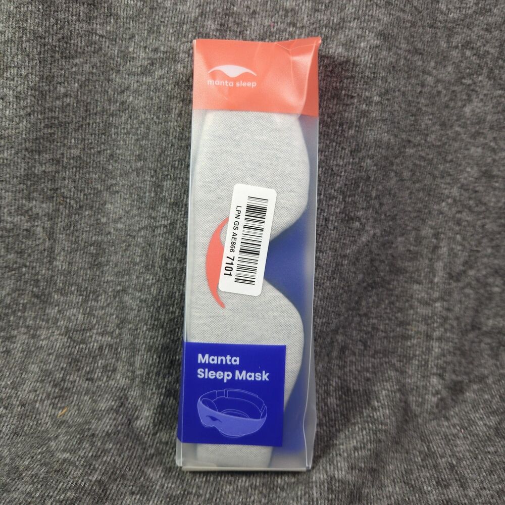 Manta Sleep Mask Light Blocking Eye Cups Gray Adjustable Soft New